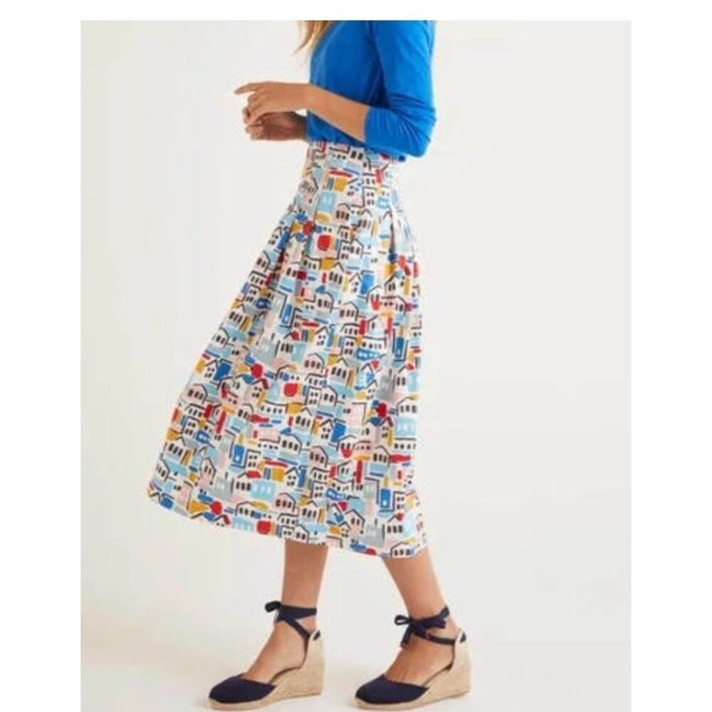 Boden Maxi Skirt Women's Size 20/22 Theadora Pleated A-Line Sea View